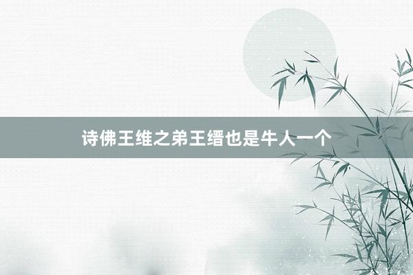 诗佛王维之弟王缙也是牛人一个