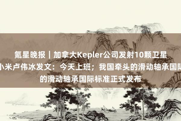 氪星晚报｜加拿大Kepler公司发射10颗卫星；被传离职？小米卢伟冰发文：今天上班；我国牵头的滑动轴承国际标准正式发布