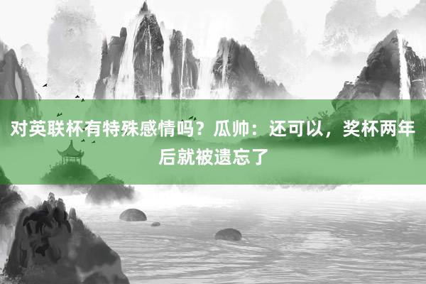 对英联杯有特殊感情吗？瓜帅：还可以，奖杯两年后就被遗忘了