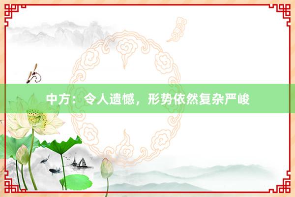中方：令人遗憾，形势依然复杂严峻