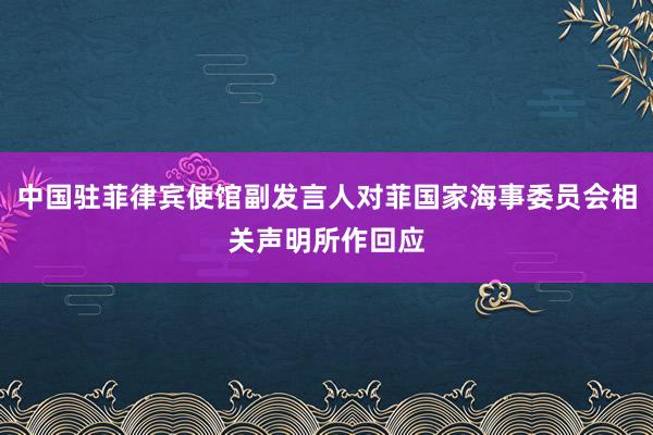 中国驻菲律宾使馆副发言人对菲国家海事委员会相关声明所作回应