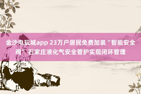 金沙电玩城app 23万户居民免费加装“智能安全阀” 石家庄液化气安全管护实现闭环管理