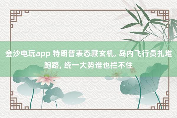 金沙电玩app 特朗普表态藏玄机, 岛内飞行员扎堆跑路, 统一大势谁也拦不住