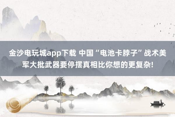 金沙电玩城app下载 中国“电池卡脖子”战术美军大批武器要停摆真相比你想的更复杂!
