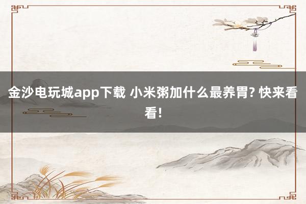 金沙电玩城app下载 小米粥加什么最养胃? 快来看看!