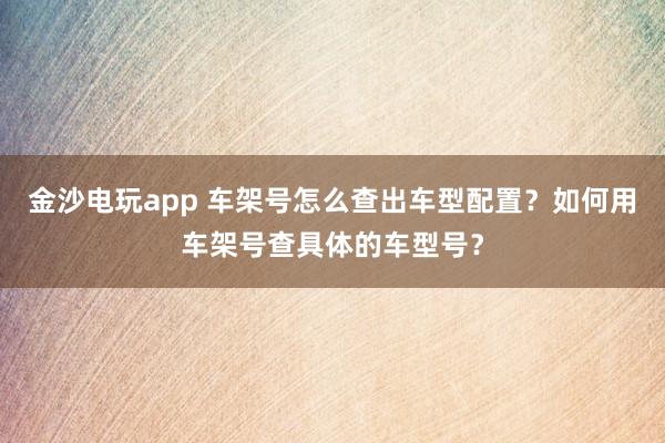 金沙电玩app 车架号怎么查出车型配置？如何用车架号查具体的车型号？