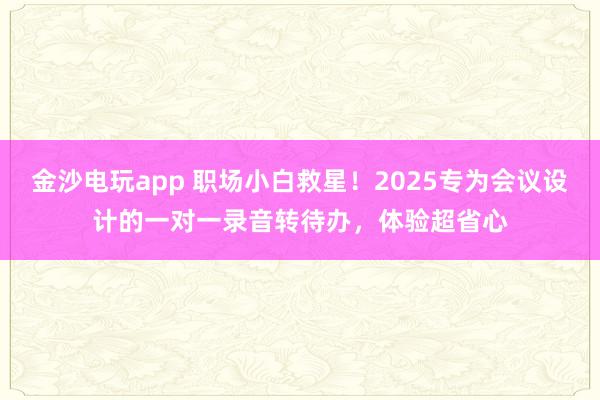 金沙电玩app 职场小白救星！2025专为会议设计的一对一录音转待办，体验超省心