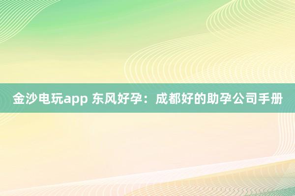 金沙电玩app 东风好孕:成都好的助孕公司手册
