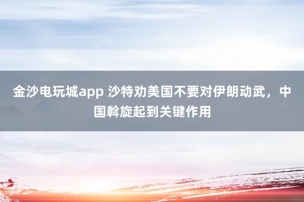 金沙电玩城app 沙特劝美国不要对伊朗动武,中国斡旋起到关键作用