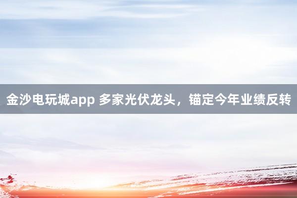 金沙电玩城app 多家光伏龙头，锚定今年业绩反转