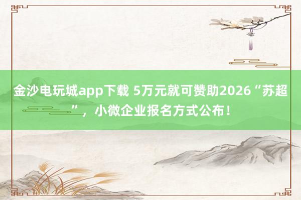 金沙电玩城app下载 5万元就可赞助2026“苏超”，小微企业报名方式公布！