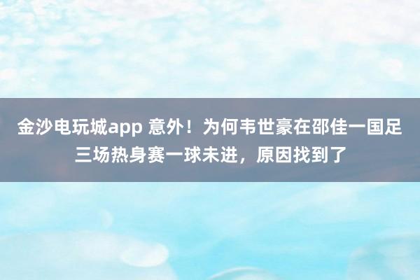 金沙电玩城app 意外!为何韦世豪在邵佳一国足三场热身赛一球未进,原因找到了