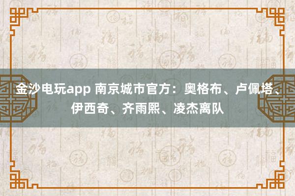 金沙电玩app 南京城市官方：奥格布、卢佩塔、伊西奇、齐雨熙、凌杰离队