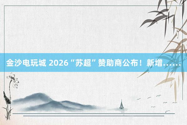 金沙电玩城 2026“苏超”赞助商公布！新增……