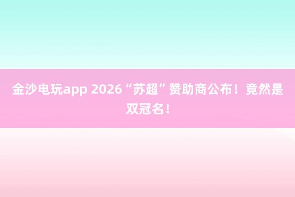 金沙电玩app 2026“苏超”赞助商公布！竟然是双冠名！