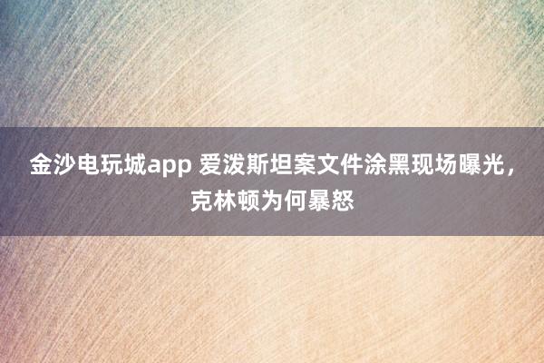 金沙电玩城app 爱泼斯坦案文件涂黑现场曝光，克林顿为何暴怒