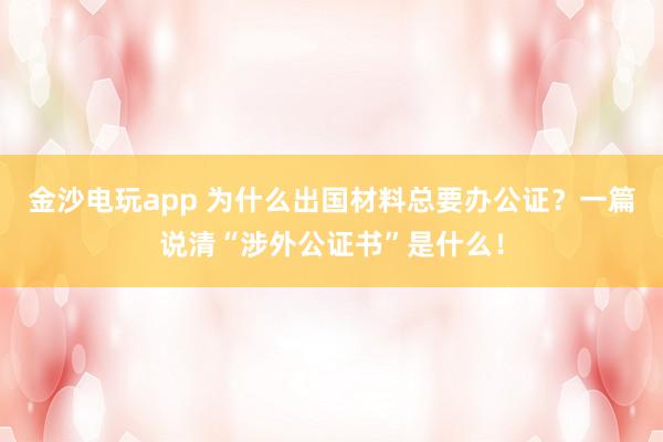 金沙电玩app 为什么出国材料总要办公证？一篇说清“涉外公证书”是什么！