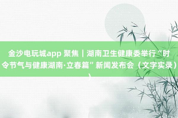 金沙电玩城app 聚焦|湖南卫生健康委举行“时令节气与健康湖南·立春篇”新闻发布会(文字实录)