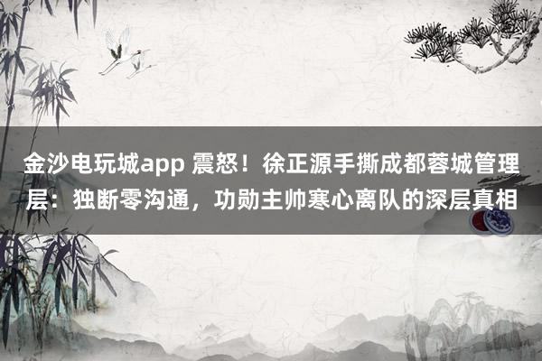 金沙电玩城app 震怒！徐正源手撕成都蓉城管理层：独断零沟通，功勋主帅寒心离队的深层真相