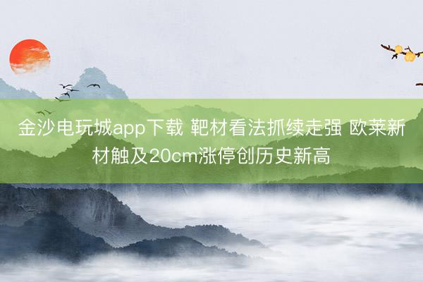 金沙电玩城app下载 靶材看法抓续走强 欧莱新材触及20cm涨停创历史新高