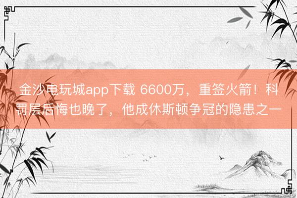 金沙电玩城app下载 6600万,重签火箭!科罚层后悔也晚了,他成休斯顿争冠的隐患之一
