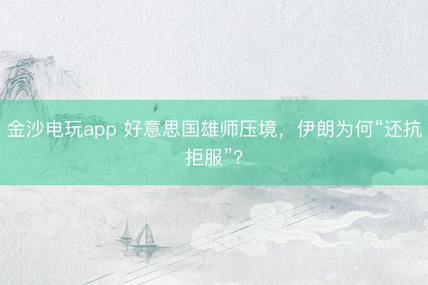 金沙电玩app 好意思国雄师压境,伊朗为何“还抗拒服”?